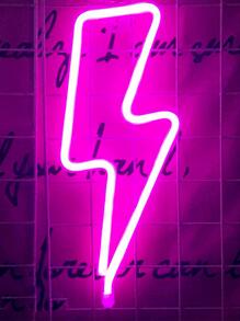 1入組PS霓虹燈，創意閃電形LED家用霓虹燈 - 粉色 - 查看 3