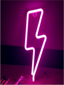1入組PS霓虹燈，創意閃電形LED家用霓虹燈 - 粉色 - 查看 5