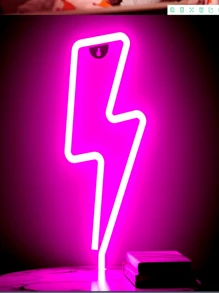 1入組PS霓虹燈，創意閃電形LED家用霓虹燈 - 粉色 - 查看 4