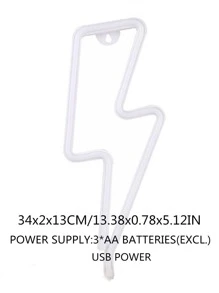 1入組PS霓虹燈，創意閃電形LED家用霓虹燈 - 粉色 - 查看 7