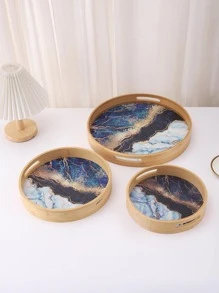 1入組圓形零食託盤 - 藍色 - 查看 3