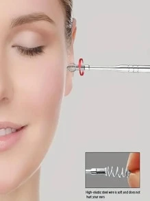 HB 6pcs/set Stainless Steel Ear Cleaning Tool Set, Modern Multifunctional Ear Cleaning Tool Kit For Home - Silver - View 2