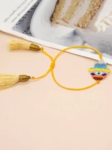 1入組波西米亞撞色串珠法蒂瑪之手和流蘇裝飾細繩手鏈適合女士日常裝飾 - 彩色 - 查看 3