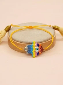 1入組波西米亞撞色串珠法蒂瑪之手和流蘇裝飾細繩手鏈適合女士日常裝飾 - 彩色 - 查看 1