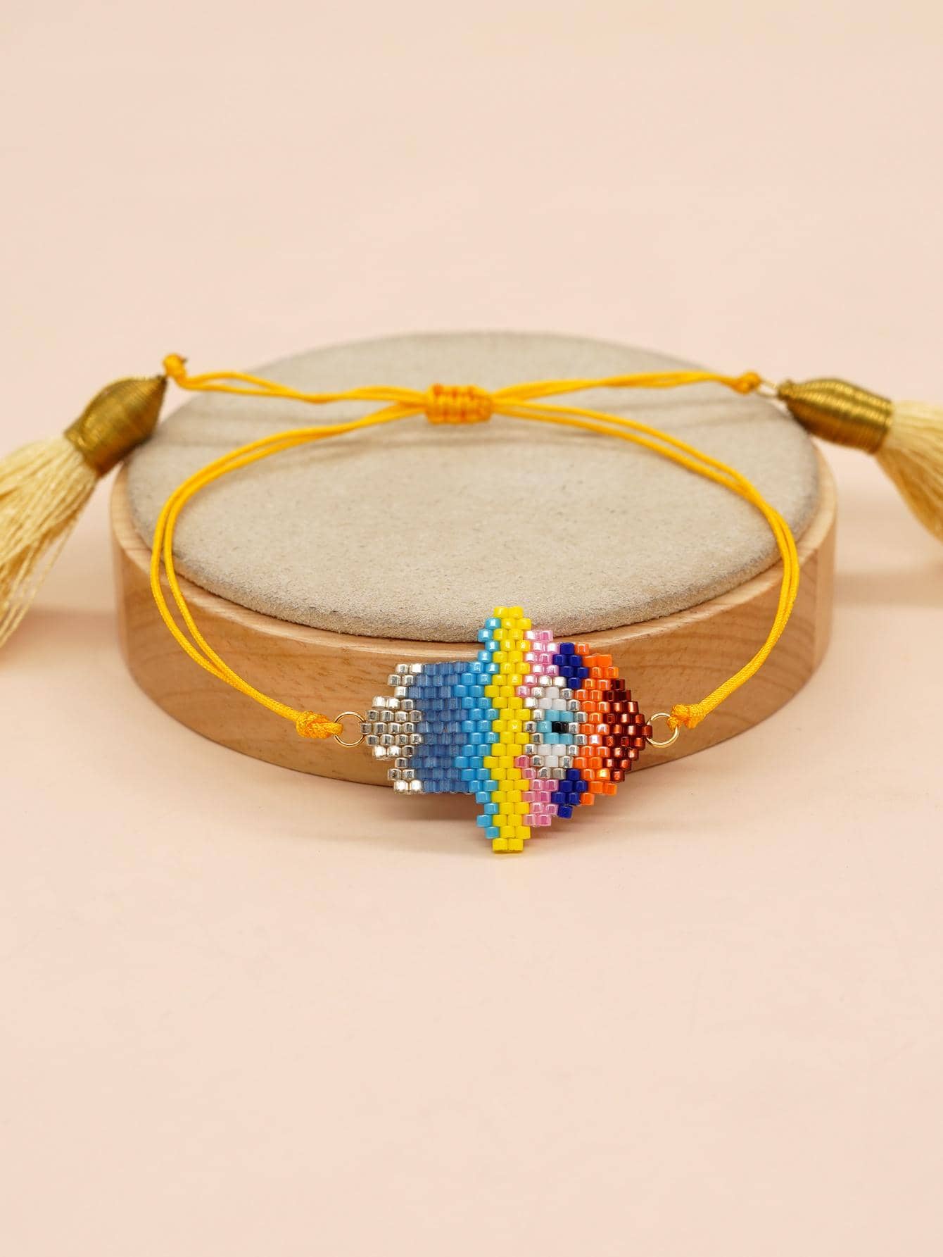 1入組波西米亞撞色串珠法蒂瑪之手和流蘇裝飾細繩手鏈適合女士日常裝飾 - 彩色 - 查看 1