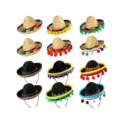 1pc Mexican Party Hat Headband, Carnival Halloween Hair Hoop Mini Hat,Christmas