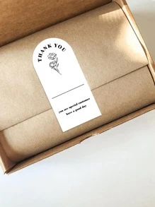 50pcs Paper Gift Sticker, Simple Slogan Graphic Gift Box Seal Sticker For Gift Decoration - Black and White - View 1