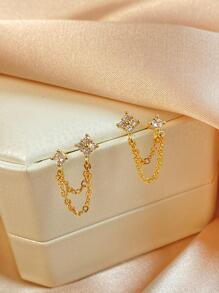 rakol 1 对迷人方晶锆石链饰吊坠耳环，适合女士派对，精美情人节礼物