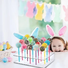 Transparent (2 pieces) DIY transparent 20 hole rectangular cake rack Candy rack lollipop display rack - Clear - View 4