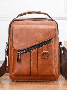 多功能斜挎包男士單肩包復古商務男士休閒包，送給父親禮物斜挎包高中生大學生新生