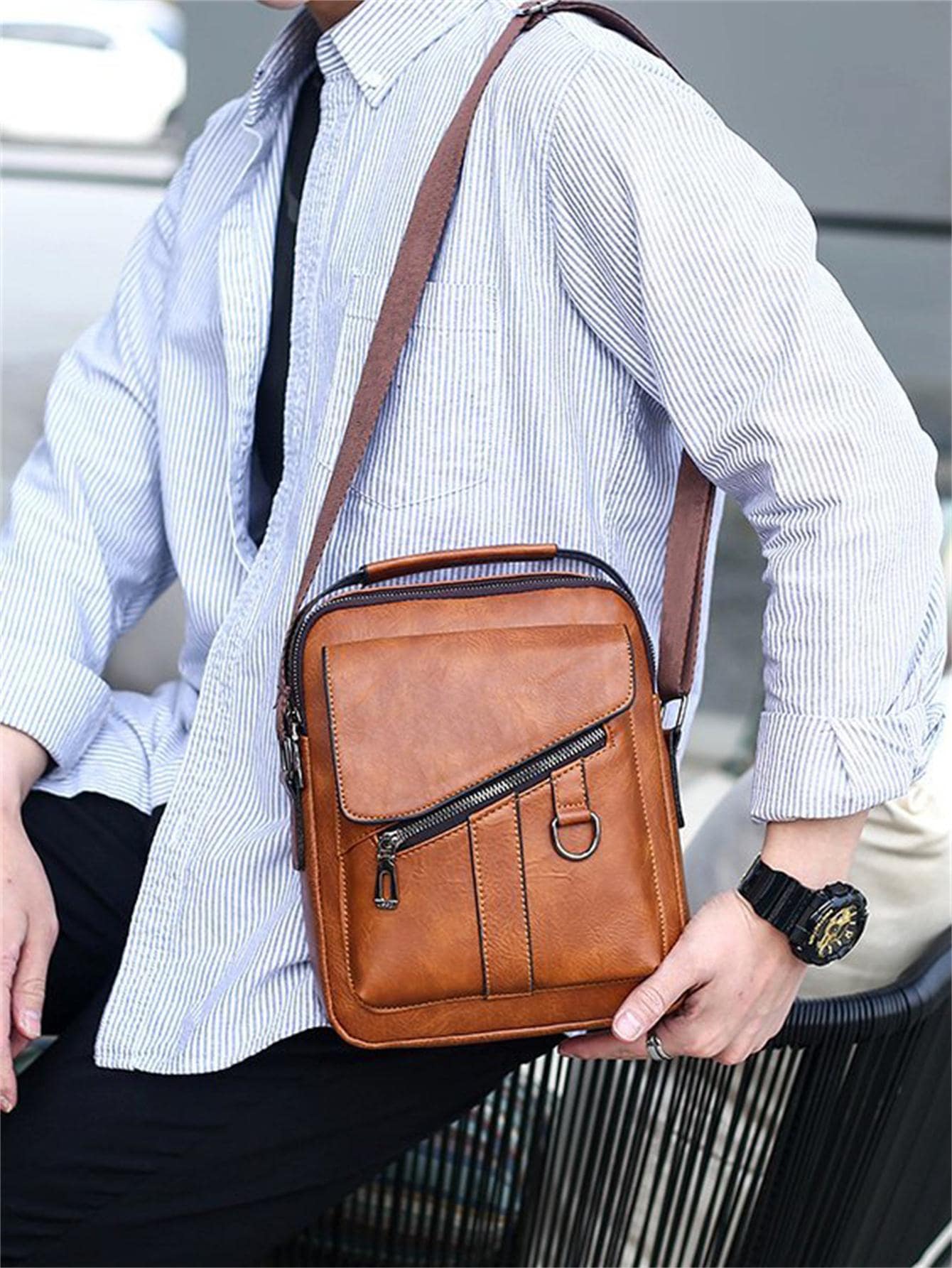 多功能斜挎包男士單肩包復古商務男士休閒包，送給父親禮物斜挎包高中生大學生新生