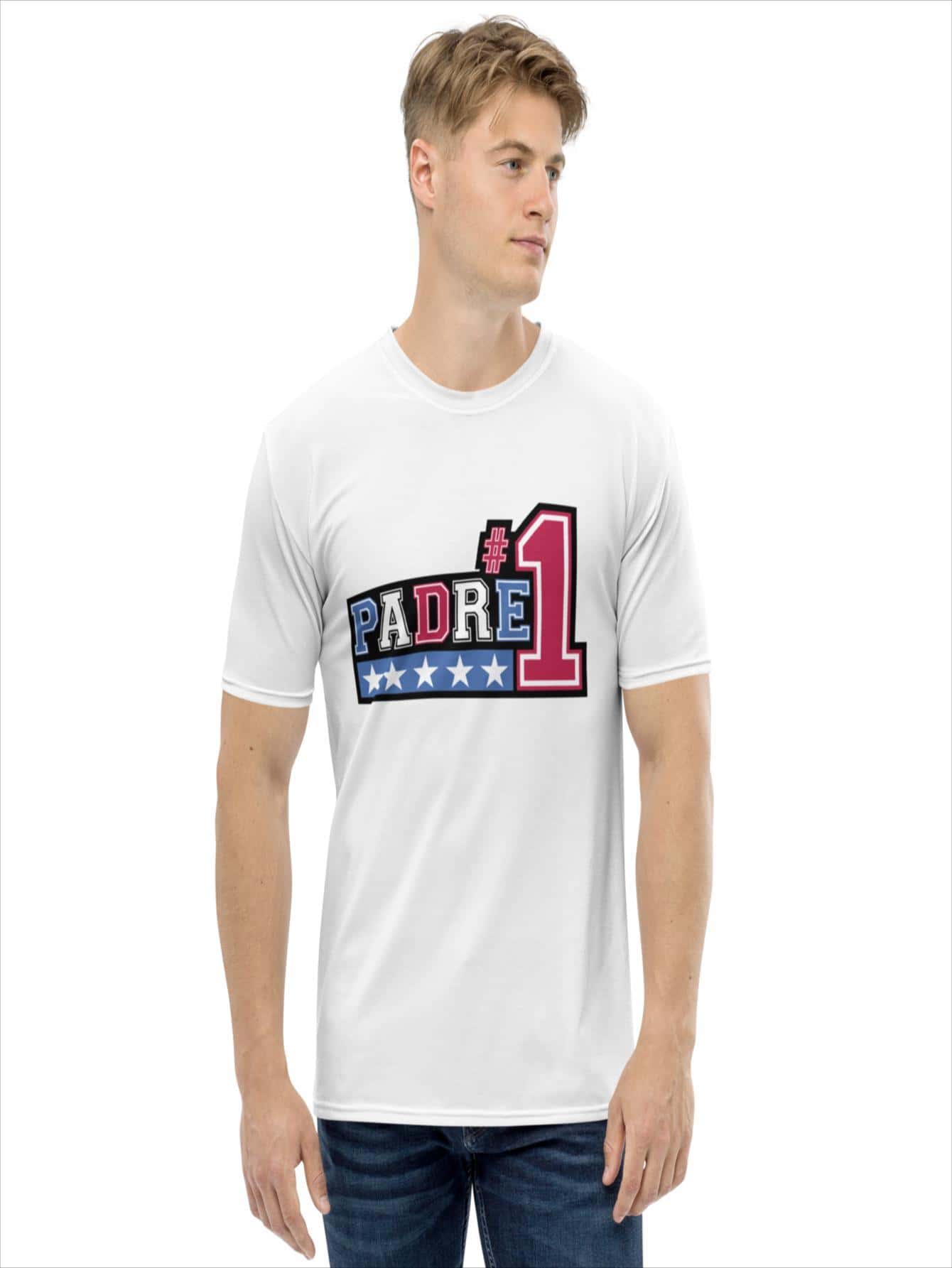 Playera Hombre "Padre #1" Camiseta Regalo Día del Padre para Papá o Abuelo - Blanco - Ver 1