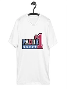 Playera Hombre "Padre #1" Camiseta Regalo Día del Padre para Papá o Abuelo - Blanco - Ver 2