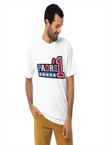 Playera Hombre "Padre #1" Camiseta Regalo Día del Padre para Papá o Abuelo - Blanco - Ver 3