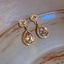 1 par de brincos de gota d'água com strass champanhe glamurosos para mulheres para festa de casamento joias presente de dia dos namorados namorados, mãe, mãe, dia das mães, presente