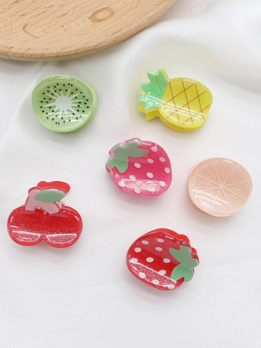 6 cái Phụ nữ Strawberry & Cherry Thiết kế Vuốt tóc thời trang cho cuộc sống hàng ngày - Nhiều màu - Xem 1