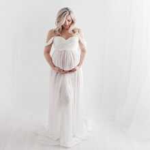 Vestido Embarazada Sesión Fotográfica Maternidad Fotos - Blanco - Ver 3
