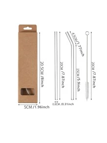 1 Set De Pajillas De Vidrio Transparente Para Batidos, Cócteles, Pajillas Reutilizables Saludables Y Amigables Con El Medio Ambiente, Accesorio De Cristalería Para Beber - transparente - Ver 2