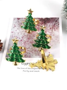 4入組樹和麋鹿裝飾餐巾環