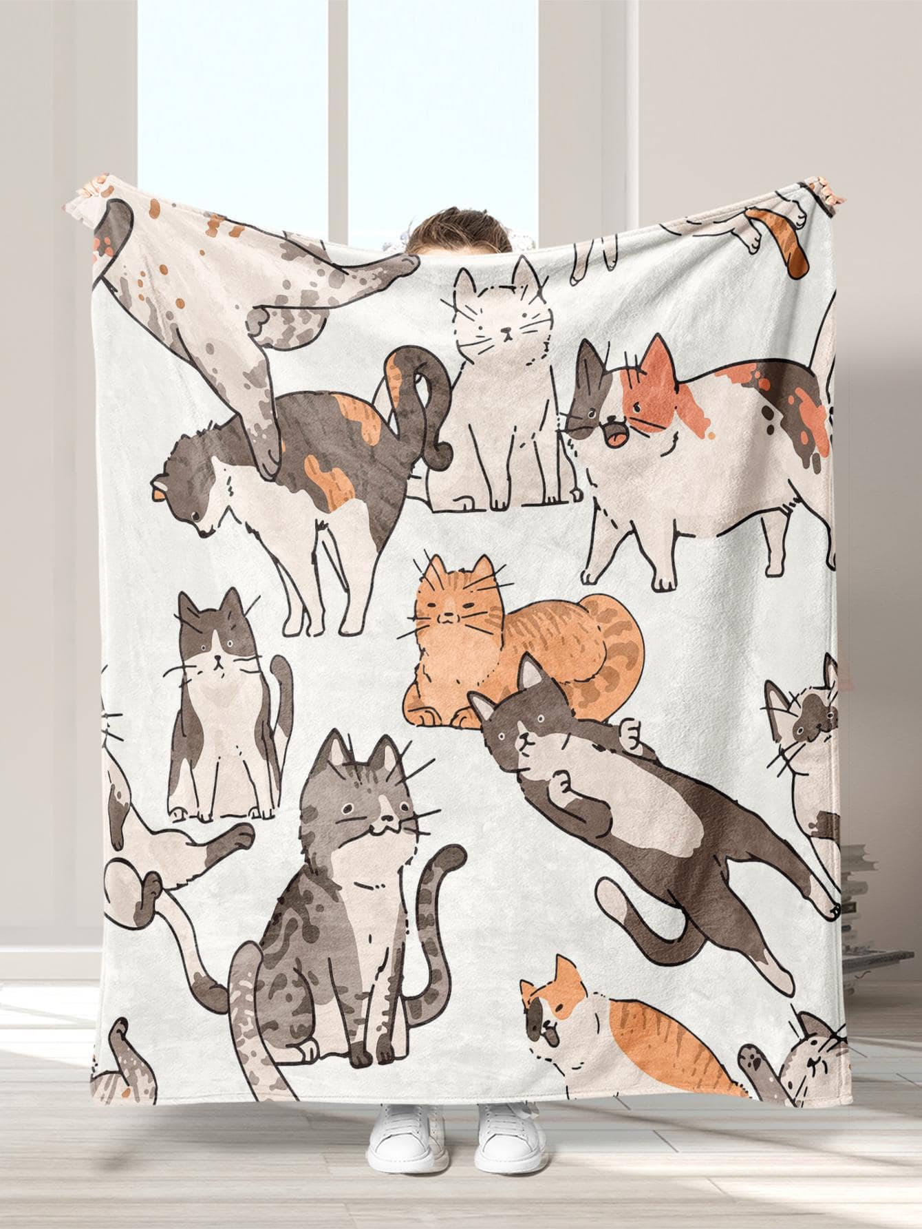 1 pieza Manta con patrón de gato - Multicolor - Ver 1
