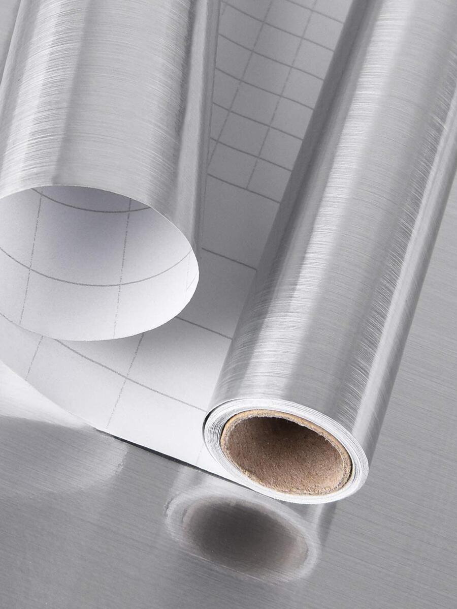 1 cuộn giấy dán tường màu trơn - Bạc - Xem 1