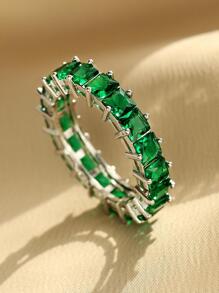 Men Cubic Zirconia Decor Ring For Daily Decoration For A Stylish Look - Green - View 1