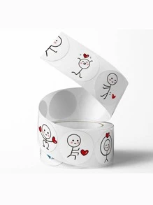 1 rollo de Pegatinas con patrones de figuras lindas para mujeres y hombres, ideal para empaquetado de joyería, útiles escolares, vuelta al cole - Multicolor - Ver 2
