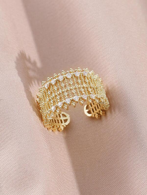 Bague ouverte ajouré avec strass