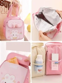 1pc Cartoon Cat Pattern Lunch Bag, Cute Large Capacity Portable Insulated Lunch Bag For Student - Multicolor - View 6