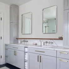 ANDY STAR Wall Mirror For Bathroom, Stainless Steel Metal Frame With Rounded Corner, Modern Vanity Mirror, Rectangle Glass Panel Wall Mounted Mirror Decorative For Bathroom,Living Room,Kitchen,Entryway