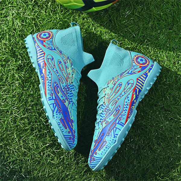 1pair Sporty Minimizes Bounce Unisex Sneakers, Graphic Lace Up Front PVC Wear Resistant Anti Slip Low Top Football Cleats