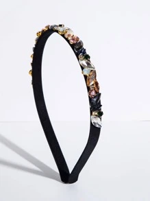 Cubic Zirconia Decor Headband Royal,Hairband,Hair Hoop Headbands, Black Hair Accessories Head Accessories - Black - View 1