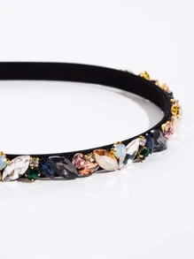 Cubic Zirconia Decor Headband Royal,Hairband,Hair Hoop Headbands, Black Hair Accessories Head Accessories - Black - View 3