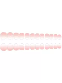 24 Peças Adesivos de Unhas Curtas Ovais em Branco Leitoso Ombré, Unhas Postiças Estilo Japonês com Pó Espelhado Degradê Rosado, Acompanha 1 Peça de Gel Gelatinoso e 1 Peça de Adesivo de Unhas, Suprimentos de Unhas - Multicolorido - Visão 10