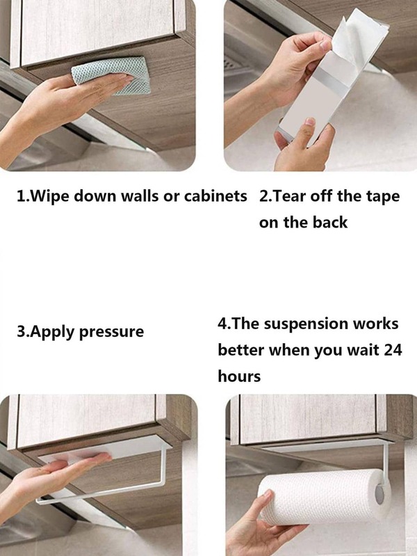 1pc PunchFree Kitchen Paper Towel Holder SelfAdhesive Wall Mount