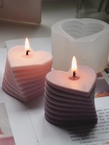 1pc Rotatable Silicone Candle Mold, Modern Heart Shaped Candle Mould For DIY - White - View 6