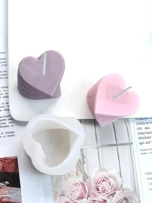 1pc Rotatable Silicone Candle Mold, Modern Heart Shaped Candle Mould For DIY - White - View 4