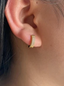 rakol Cubic Zirconia Decor Hoop Earrings - Yellow Gold - View 6