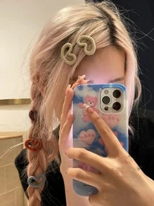 2入組女士愛心設計時尚髮夾適用於頭髮裝飾用品