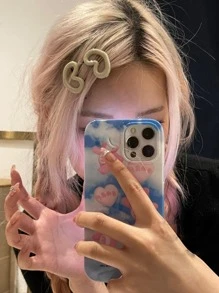 2入組女士愛心設計時尚髮夾適用於頭髮裝飾用品