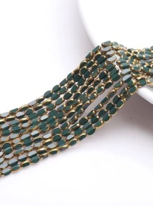 1 dây hạt thủy tinh tự làm chắc chắn thời trang dành cho nữ nam để làm đồ trang sức DIY - Màu xanh lá cây đậm - Xem 2