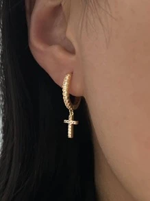 Nam Khối Zirconia  Bông tai thả chéo , Đối với Đồ trang sức Qủa tặng Và Buổi tiệc - Vàng - Xem 2