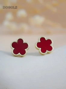 4入组/套時尚紅色花朵裝飾首飾套裝適合女士日常裝飾情人節禮品 - 紅色 - 查看 4