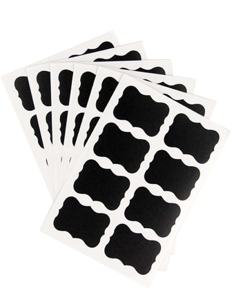 40對素色牆黑色PVC可寫防水瓶貼紙