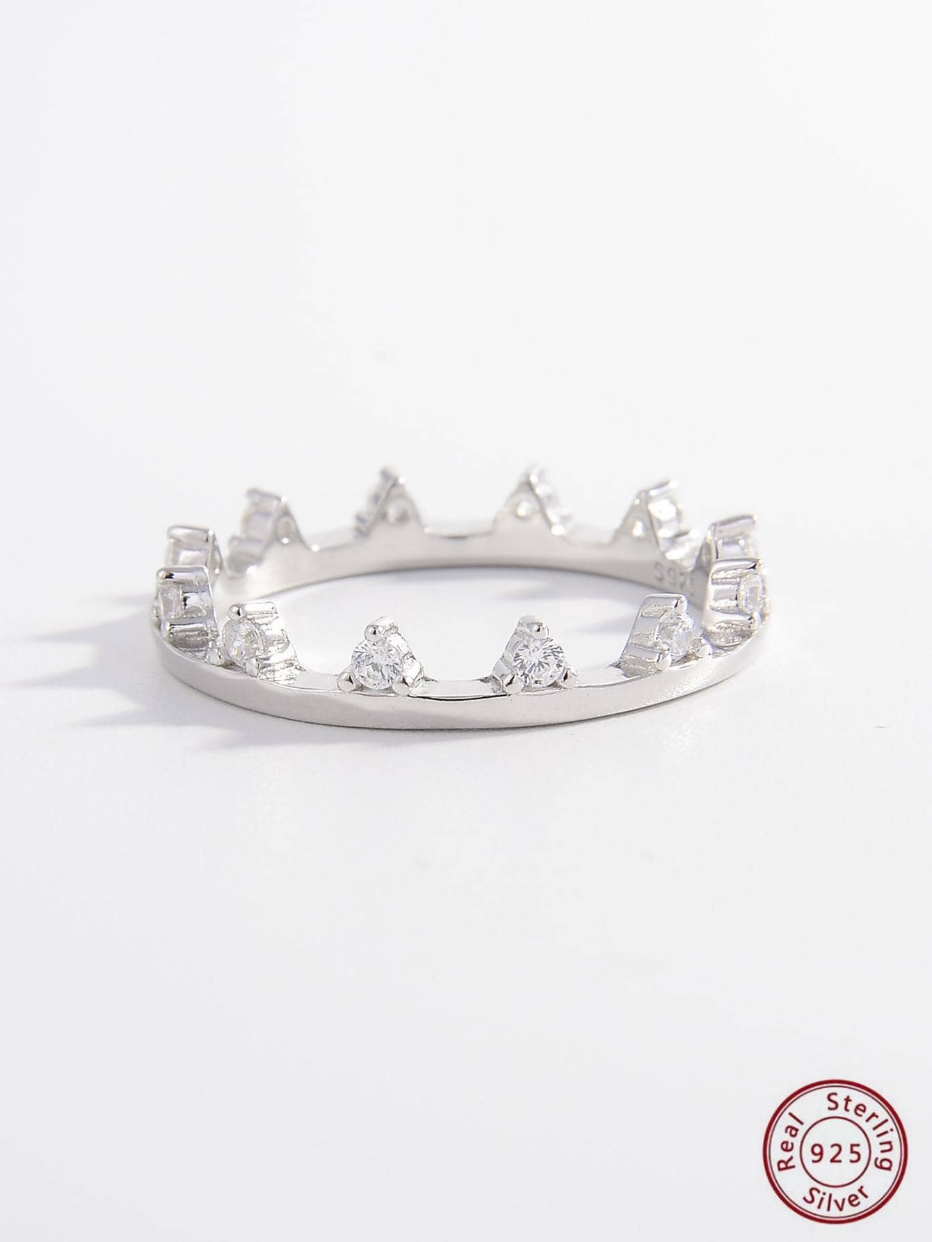 1 Máy Tính Quyến Rũ Đính Đá Cubic Zirconia & Vương Miện Trang Trí Nhẫn Bạc Nữ Cho Đảng Tinh Tế Lễ Tình Nhân quà Tặng - Bạc - Xem 1