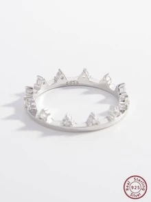 1 Máy Tính Quyến Rũ Đính Đá Cubic Zirconia & Vương Miện Trang Trí Nhẫn Bạc Nữ Cho Đảng Tinh Tế Lễ Tình Nhân quà Tặng - Bạc - Xem 3