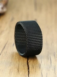 男士極簡戒指,適用於首飾類禮品和派對 - 黑色 - 查看 4