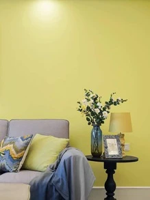 1卷素色牆紙，黃色PVC防水自粘家居裝飾貼紙 - 黃色 - 查看 6