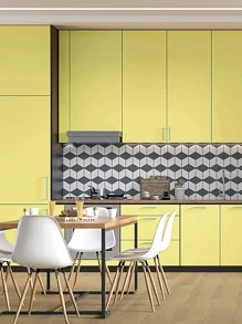 1卷素色牆紙，黃色PVC防水自粘家居裝飾貼紙 - 黃色 - 查看 5