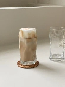 1pc Glass Mug, Nordic Asymmetric Transparent Coffee Mug For Home, Office